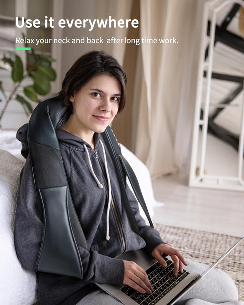 JIODTMER 3D Back Neck and Shoulder Massager with Heat,Deep Tissue Kneading Pillow, Electric Full Body Massager