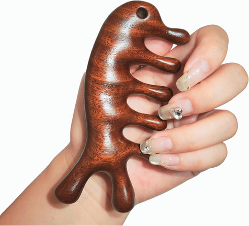 YNHIAG 4.3" Sandalwood Massage Comb Acupressure Scalp Massager, Head Relaxation Tool with Rope, Handheld Wooden Comb