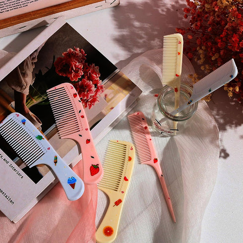 2 Piece Mini Hair Comb Set, Small Cute Anti-Static Fine Tooth Rat Tail Comb for Wet and Dry (Blue Ice Cream)