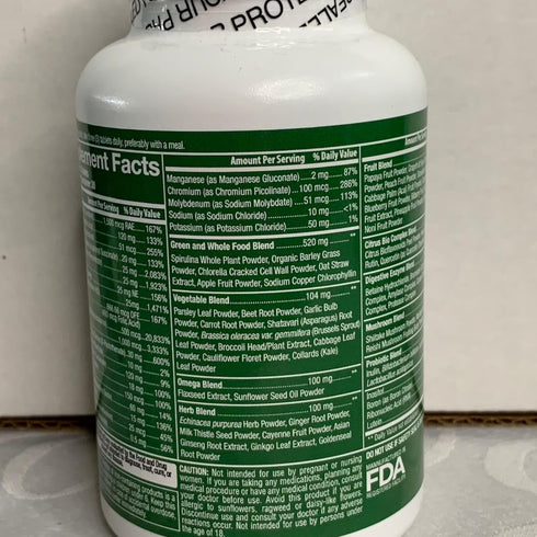 Whole Food Multivitamin for Men and Women - Complete Daily Superfood Vitamins Plus Minerals, Probiotics, Non-GMO
