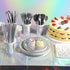 Iridescent Party Supplies, Holographic Paper Plates and Napkins Set for Mermaid Birthday Wedding Party, Serve 25