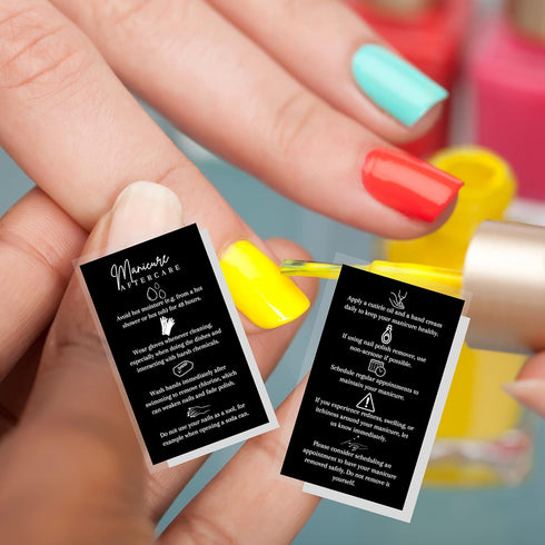 Manicure Aftercare Instruction Cards, 50 Pack, 2x3.5" Business Card Size for Nail Salon Handout