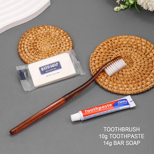 30 Pack Disposable Toothbrushes with Toothpaste and Soap, Individually Wrapped, 30 pcs Toothbrushes (2 Colors)