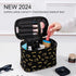 Large Cosmetic Bags Travel Makeup bag Brush Holder Zipper Organizer Storage Bag with Handle Brush for Women (Black-A)
