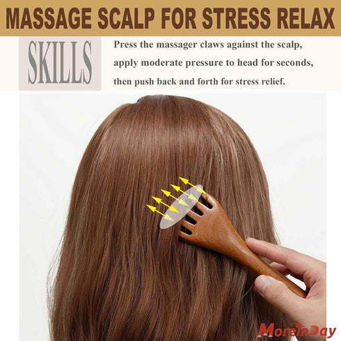 Sandalwood Wooden Scalp and Foot Massager - Gua Sha Comb Tool