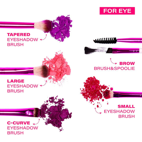 Ruby Kisses 9PCS Makeup Brush Set, Includes Powder, Blending, Eyeshadow, Eyebrow, Eyeliner Brushes and Sponge