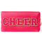Y1tvei CHEER Large Cosmetic Bag, Preppy Patch Hot Pink Chenille Letter Makeup Bag, Portable Toiletry Pouch for