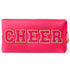 Y1tvei CHEER Large Cosmetic Bag, Preppy Patch Hot Pink Chenille Letter Makeup Bag, Portable Toiletry Pouch for