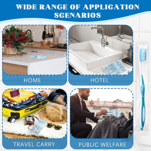 100 Pcs Prepasted Disposable Toothbrushes, Individually Wrapped Soft Bristle Travel Toothbrush for Camping, Guestroom,