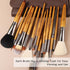 Makeup Brush Set: 15pcs Professional Makeup Brushes with Leather Button Bag - Foundation, Concealer, Kabuki, Blush,