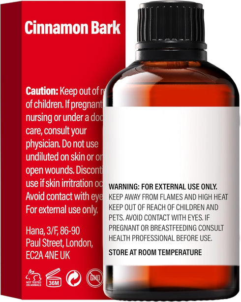 H’ana Cinnamon Bark Essential Oil for Diffuser, 100% Natural Oil for Skin, Aromatherapy, Bath Bombs & Candles - 1 fl oz