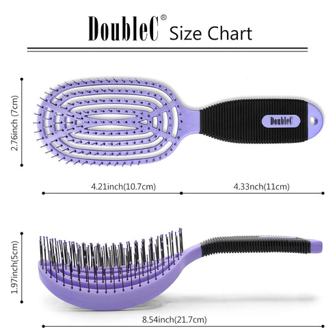 NuWay 4HAIR DoubleC U.S. Patented Double Curved Detangling Brush - Hair Dryer Safe (Violet)