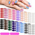 Maitys Glitter Nail Wraps Polish Strips, 16 Sheets Self Adhesive Solid Color Fingernail Stickers with 2 Nail Files