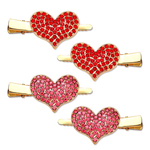NVENF 2 Pairs Valentine’s Day Heart Hair Clips, Red Glitter Velvet Hairpins, Nonslip Alligator Barrettes for Gifts