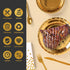175 Pieces Gold Disposable Party Dinnerware Set - Gold Plates, Napkins, Cups, Plastic Forks, Knives, Spoons