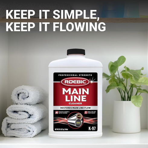 K-97 32 oz Roebic Liquid Main Line Cleaner with Bacteria Enzymes, Eliminates Organic Buildup in Sewer/Septic System