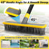 JIURAIN 2 1 Heavy Duty Broom Wire Floor Scrub Brush with Long Handle, in Scrape and Stainless Steel Bristle Brooms