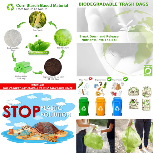 Nexlyte 200 Count 5 15-16 0.71 Gallon Biodegradable Trash Bags Liter Garbage Bags, Mil Thick, Green