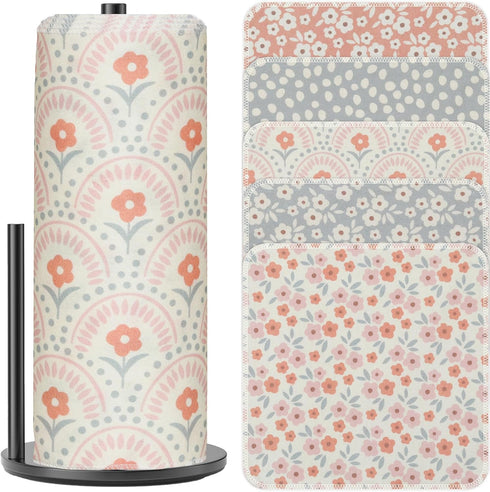 ROGITU 25 Pack Reusable Tissue Paperless Towel Roll Washable Cotton for Kitchen Towels