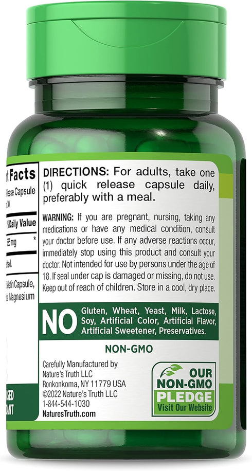Nature's Truth Quercetin - 585mg Potent Bioflavonoid Supplement, 30 Capsules, Non-GMO & Gluten Free
