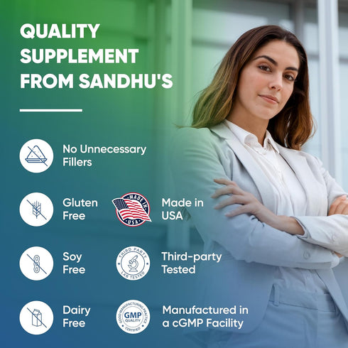Sandhu's Zinc Supplement with Ionophores, Quercetin & Green Tea Extract, 900mg Vegetarian Capsules, 60 Days Supply