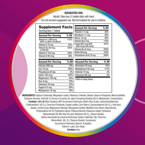 Centrum Multivitamin Tablet for Women, Gluten Free Multivitamin/Multimineral Supplement with Iron, 200 Count