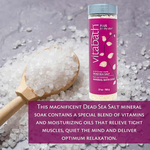 Vitabath Plus for Dry Skin, Mineral Bath Soak with Dead Sea Salts & Botanical Oils, 27 oz