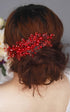Kercisbeauty Red Crystal Beads Hair Comb - Wedding Bridal Boho Slide Comb for Brides and Bridesmaids