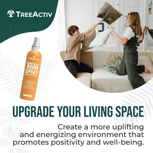 TreeActiv Aromatherapy Room Spray, 4 oz, Natural Citrus Air Freshener, Essential Oil Odor Eliminator