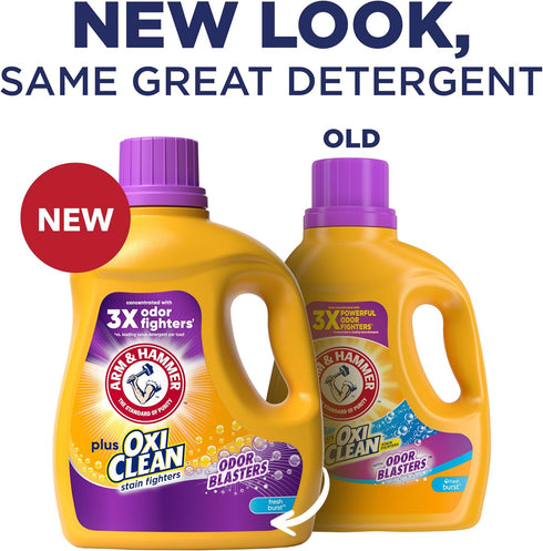 HAMMER Burst,77 Detergent,100.5 oz,(Pack 2) ARM & Plus OxiClean Odor Blasters Fresh Loads Liquid Laundry Fl