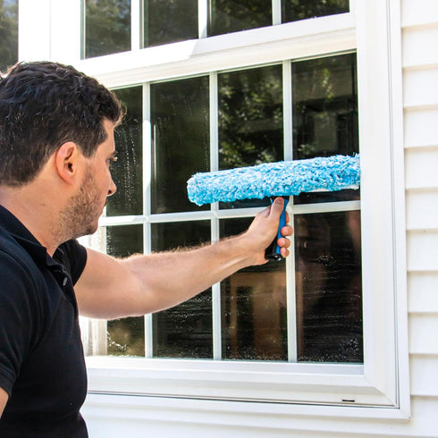 Unger 10” Professional Squeegee & Scrubber - 2-in-1 Window Cleaning Tool for Commercial & Residential Use