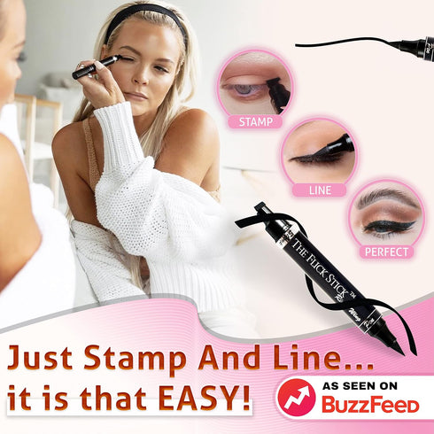 Winged Eyeliner Stamp - 2 x Black Liquid Eyeliner Pens, Easy Cat Eye Stencil Tool, SmudgeProof & Waterproof