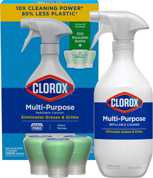 Clorox Multi-Purpose Spray Starter Kit - Household Essentials with Concentrated Refill + 20fo Spray Bottle
