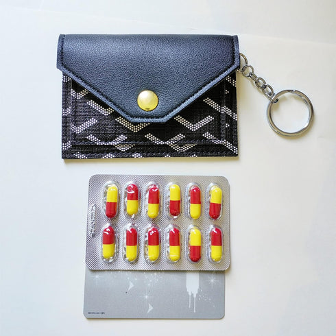 Stylish Black PU Leather Birth Control Pill Wallet - Arrow Design