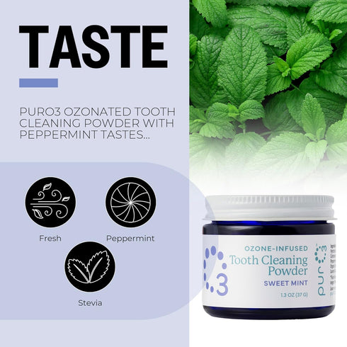 PurO3 Ozonated Ozone 37g Toothpaste Powder Fluoride Free Organic Remineralizing Tooth & Gum Cleaning Natural Teeth