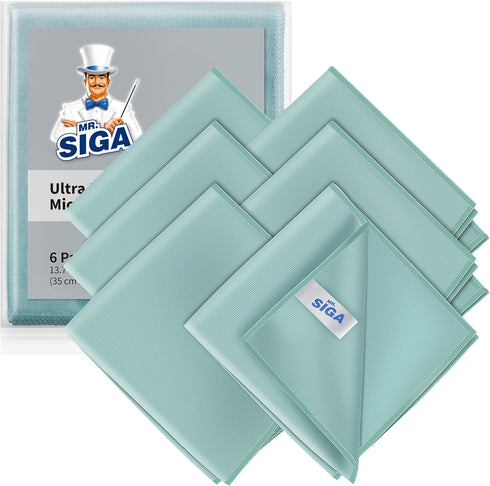 MR.SIGA Ultra Fine Microfiber Cloths for Glass, Pack of 6, 35 x