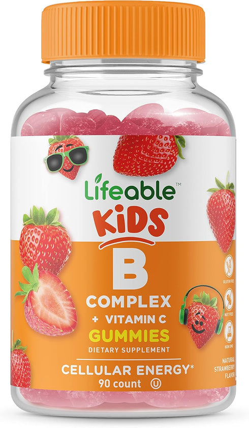Lifeable Vitamin B Complex with Vitamin C for Kids - 90 Gummies, Great Tasting Natural Flavor for Energy Support
