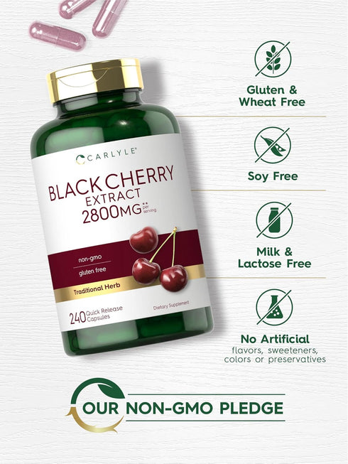 Carlyle Black Cherry Extract Concentrate, 2800 mg, 240 Capsules, Non-GMO, Gluten Free Supplement