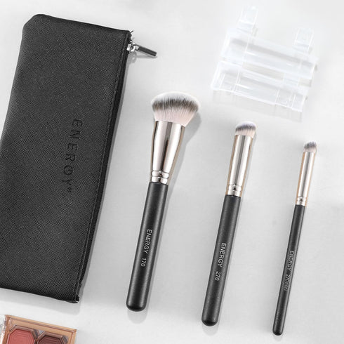 ENERGY Makeup Brushes - Professional Kabuki Foundation Brush and Concealer Brush Set with Travel Case