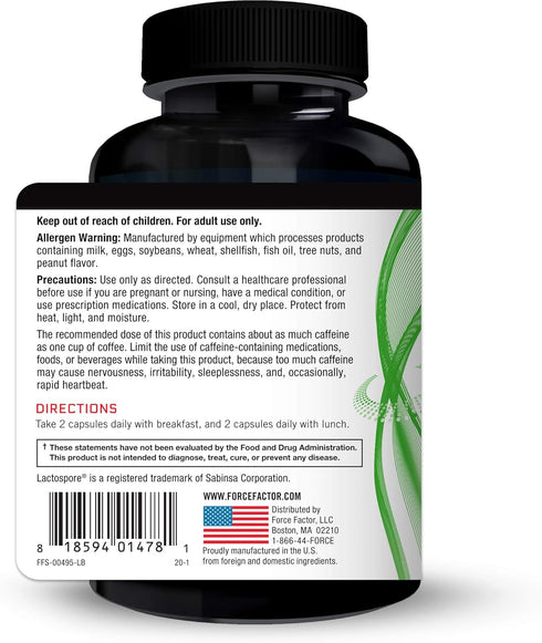 FORCE FACTOR ProbioSlim Weight Loss Essentials Daily Digestive Health Probiotic Supplement for Women and Men
