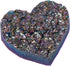 mookaitedecor Titanium Coated Natural Rock Quartz Heart-Shape Crystal Cluster Geode for Reiki Healing Home Decoration
