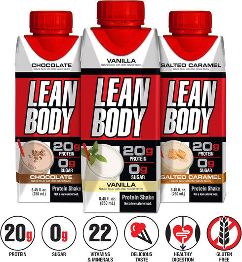Labrada Lean Body Triple Taster Pack, On-The-Go Whey Blend Protein Shake, Zero Sugar, Gluten Free (Pack of 3)