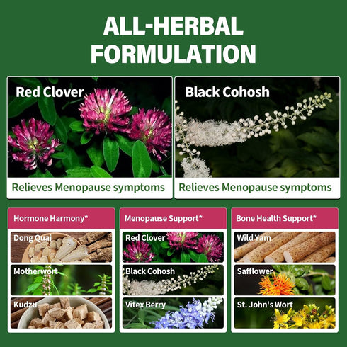 Nabouherb 2oz Red Clover Extract Menopause Support Drops for Women Health Balance, Dong Quai & Black Cohosh Supplement