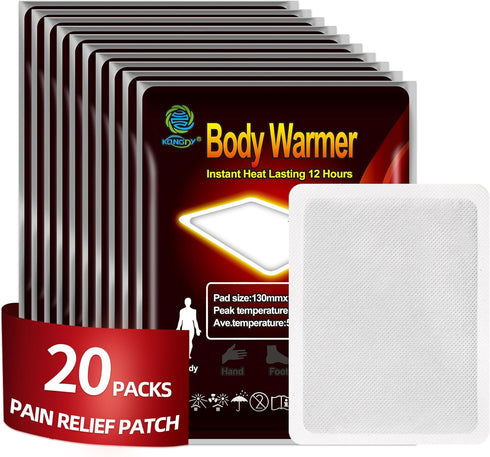 KONGDY 20 Count Heat Therapy Patches for Neck, Knee & Back Pain Relief, Portable Air Activated Patch