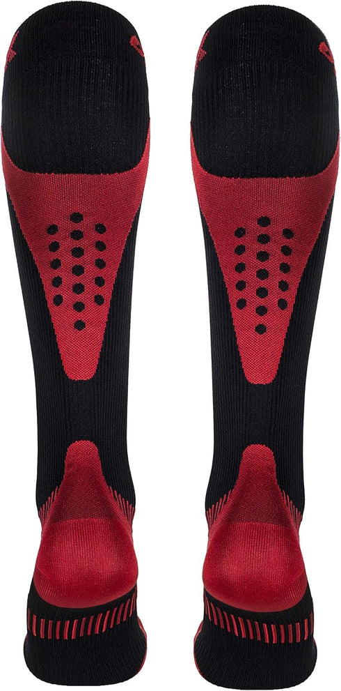 CSX 20-30 mmHg Compression Socks for Men and Women, Knee High, Large, Red on Black