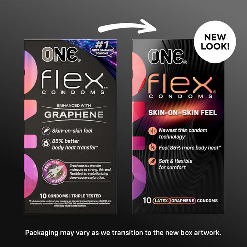 Non-GMO36 Count ONE Flex Condoms Next Generation Condoms Enhanced with Graphene, The World's Thinnest & Strongest