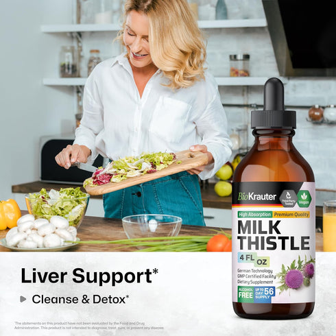 Milk Thistle Liquid Extract - Organic Silymarin Milk Thistle Tincture - Milk Thistle Liver Detox Drops - Liver Supplement - 4 fl. Oz.