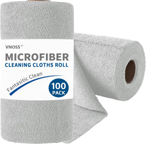 Vnoss 100 Pack Microfiber Cleaning Cloth Roll, Tear Away Reusable Towels, 11" X