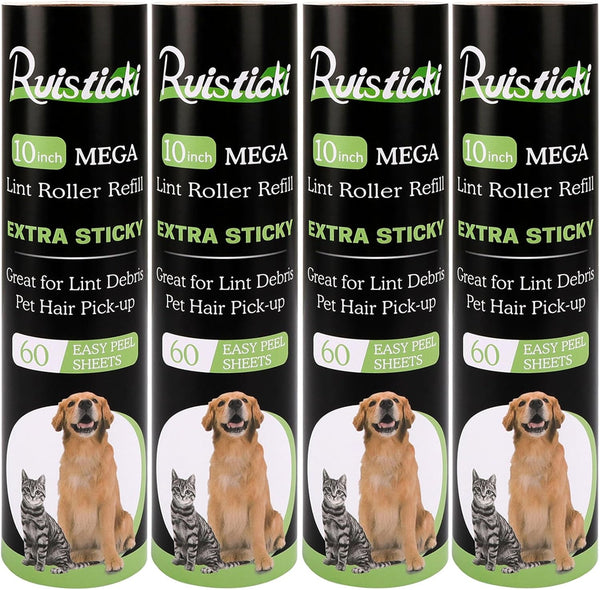 10 inch Lint Roller Refill for Evercare Leo Layers, Pack of 4 Refills, 60 Sheets per Refill, Total 240 Sheets