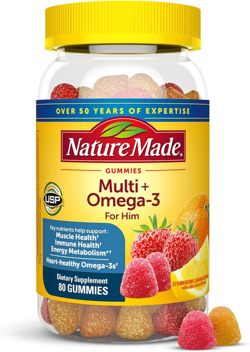 Nature Made Mens Multivitamin Gummies with Omega-3, Mens Gummy Multivitamins for Daily